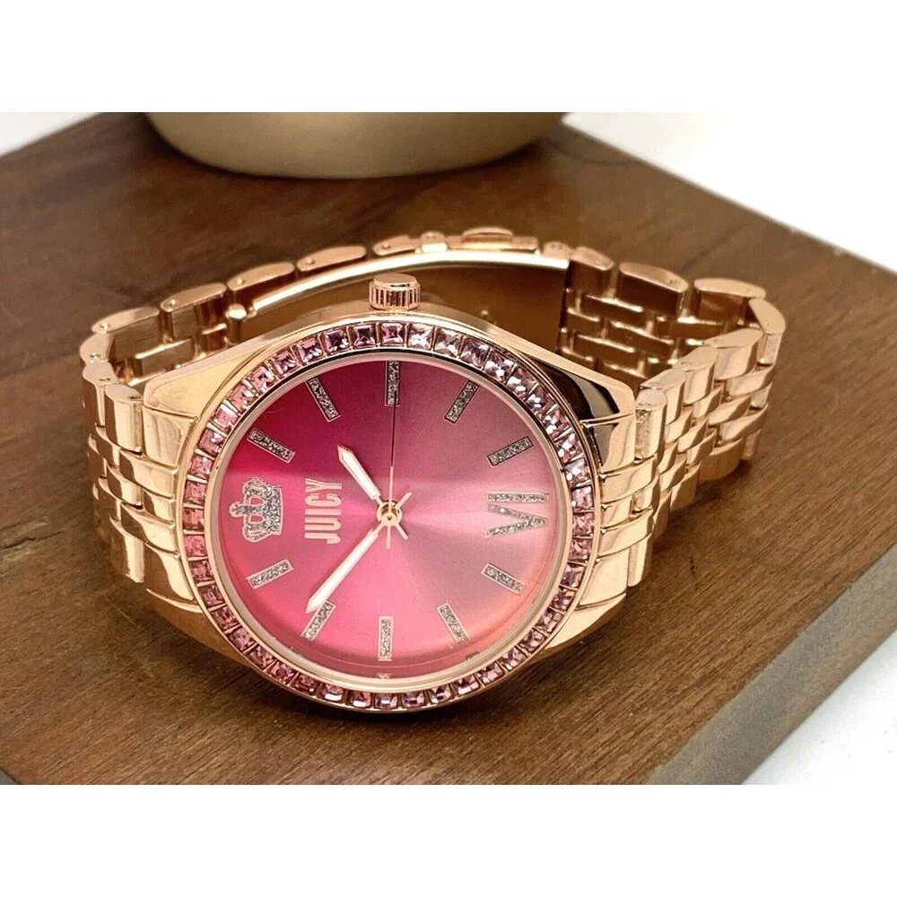 Juicy By Juicy Couture Women's Watch JC/5028 Quartz Pink Dial Rose Gold Steel